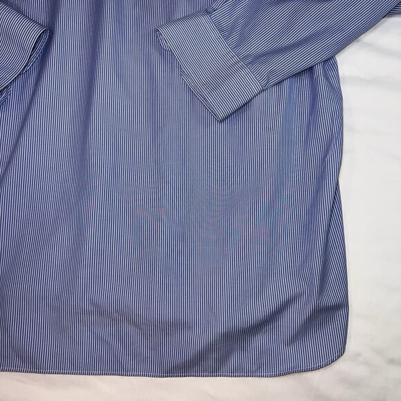 Polo Ralph Lauren Shirt Men’s Size 18 34/35 Blue White Striped Easy Care Office - Picture 13 of 14